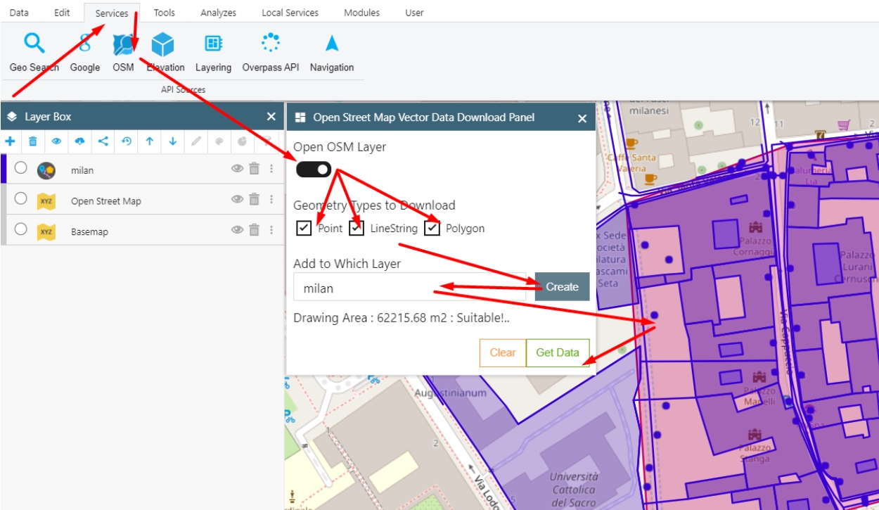 Downloading OSM Data in a Area