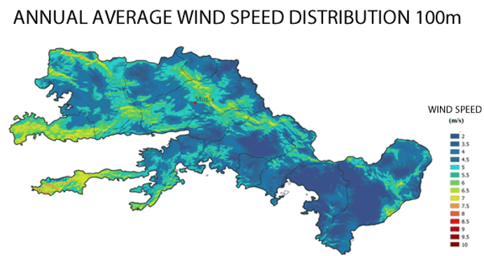 Annual Average Wind Speed Distribution