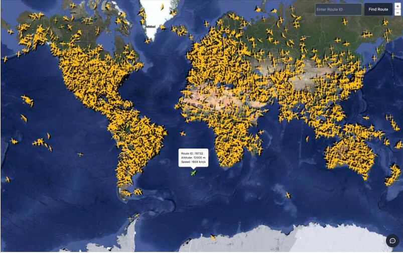 Starter Page - View 10.000 Flights on Openlayers Map